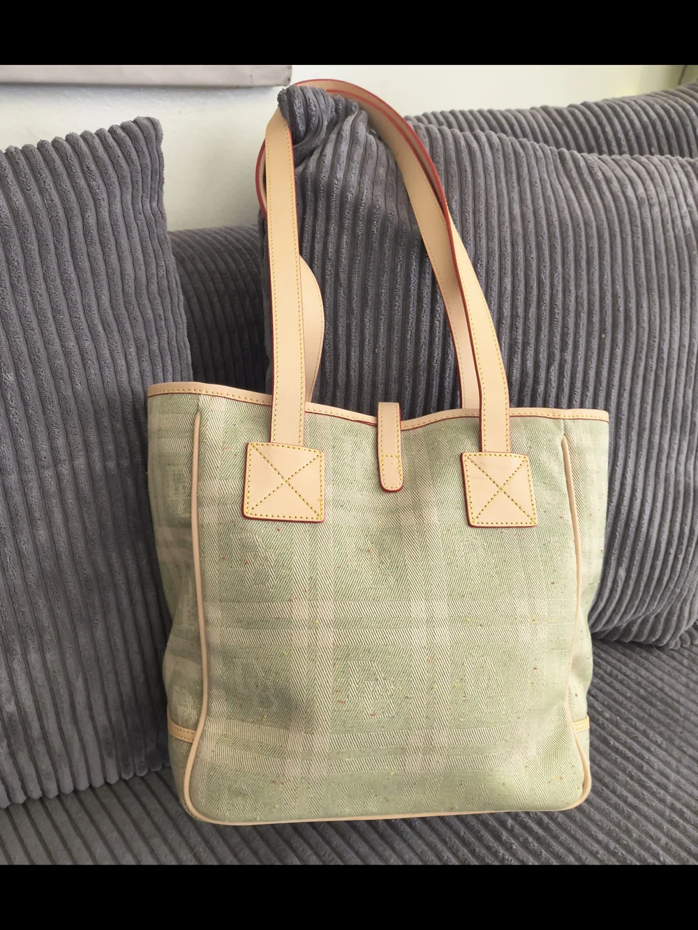 New/Vintage Y2K Dooney & Bourke Green Plaid Leather Signature DB Bucket Bag Tote